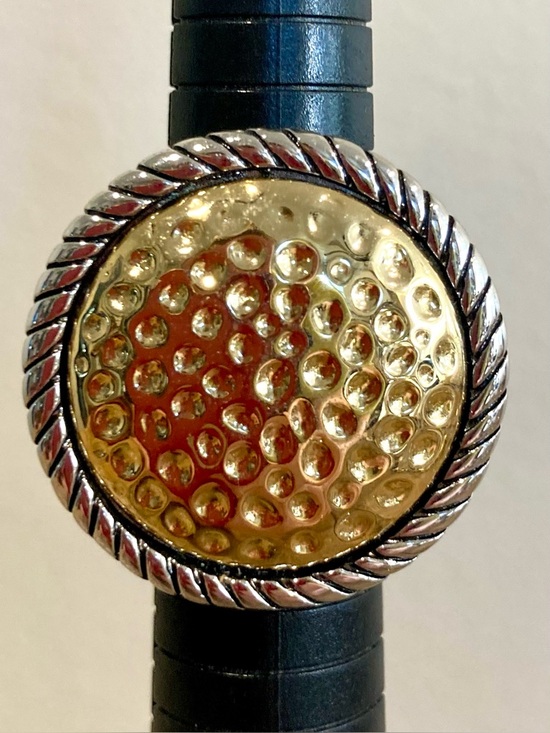 Hammered Gold & Silver Rope Statement Ring – Mixed Metal Fashion Jewelry Size 8 - Picture 3 of 11